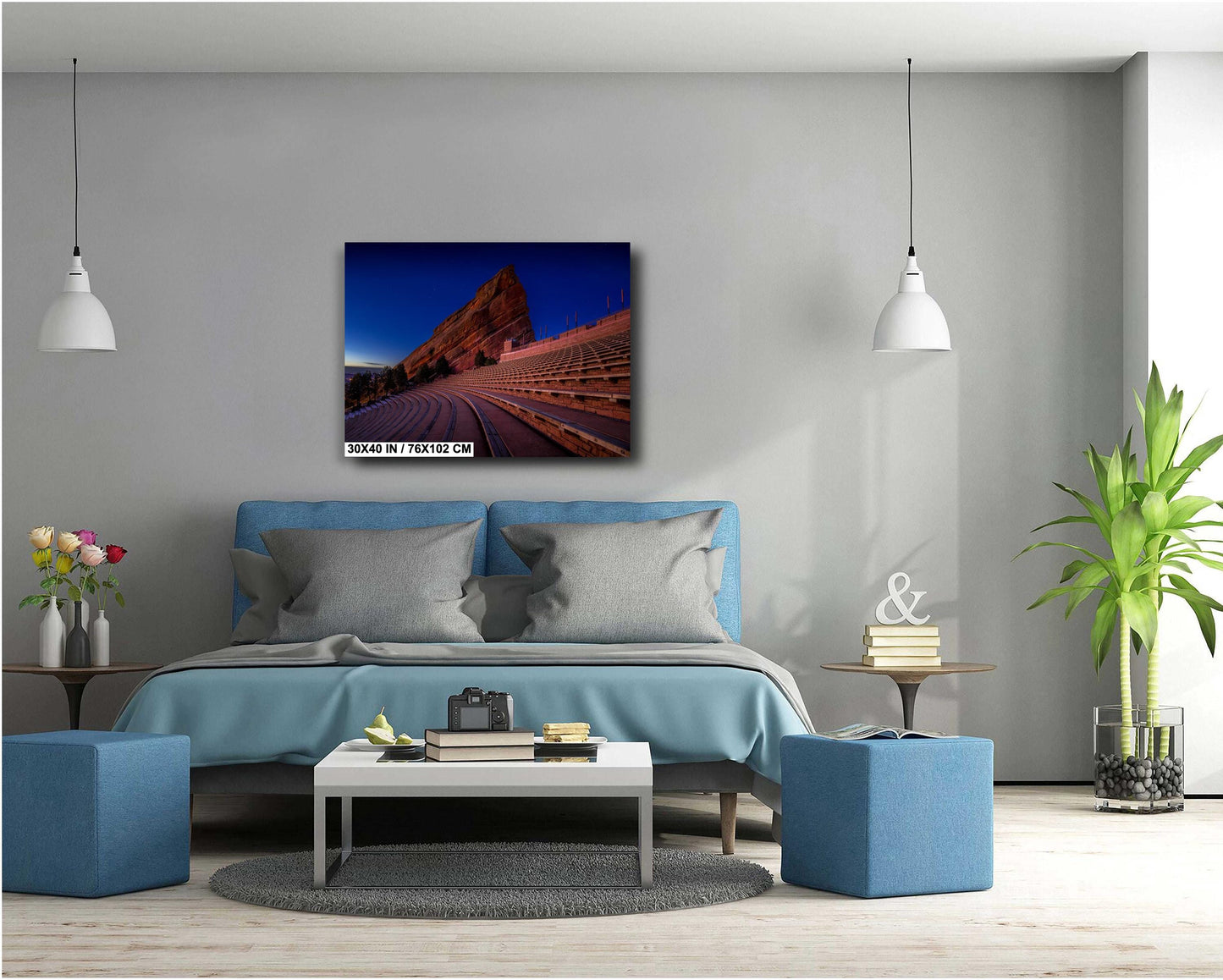 Red Rocks Landscape Print - Twilight Canvas Wall Art | Ready to Hang Decor