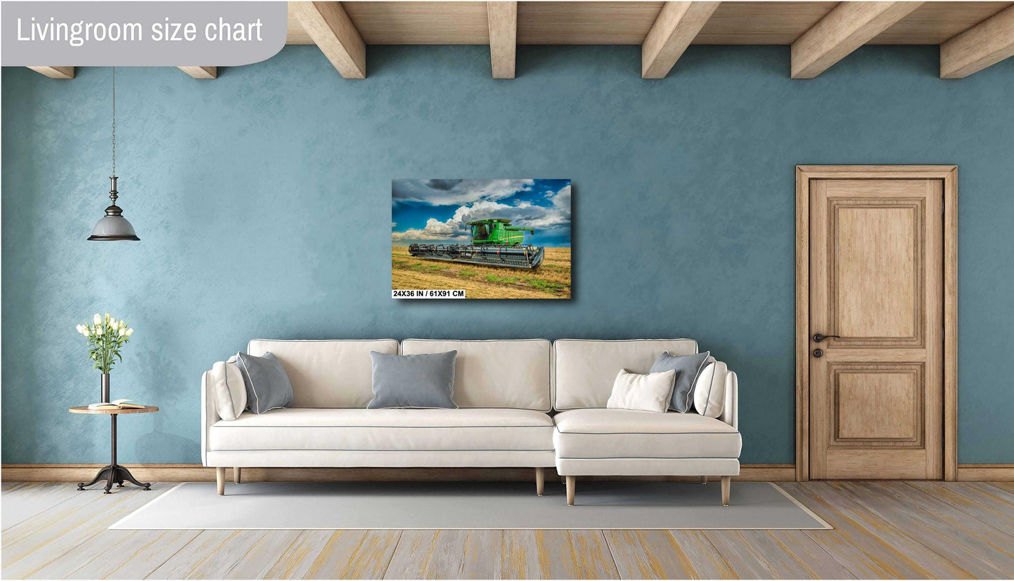 John Deere Tractor Wall Art - Dramatic Farm Landscape Photography Print | Rustic Country Decor