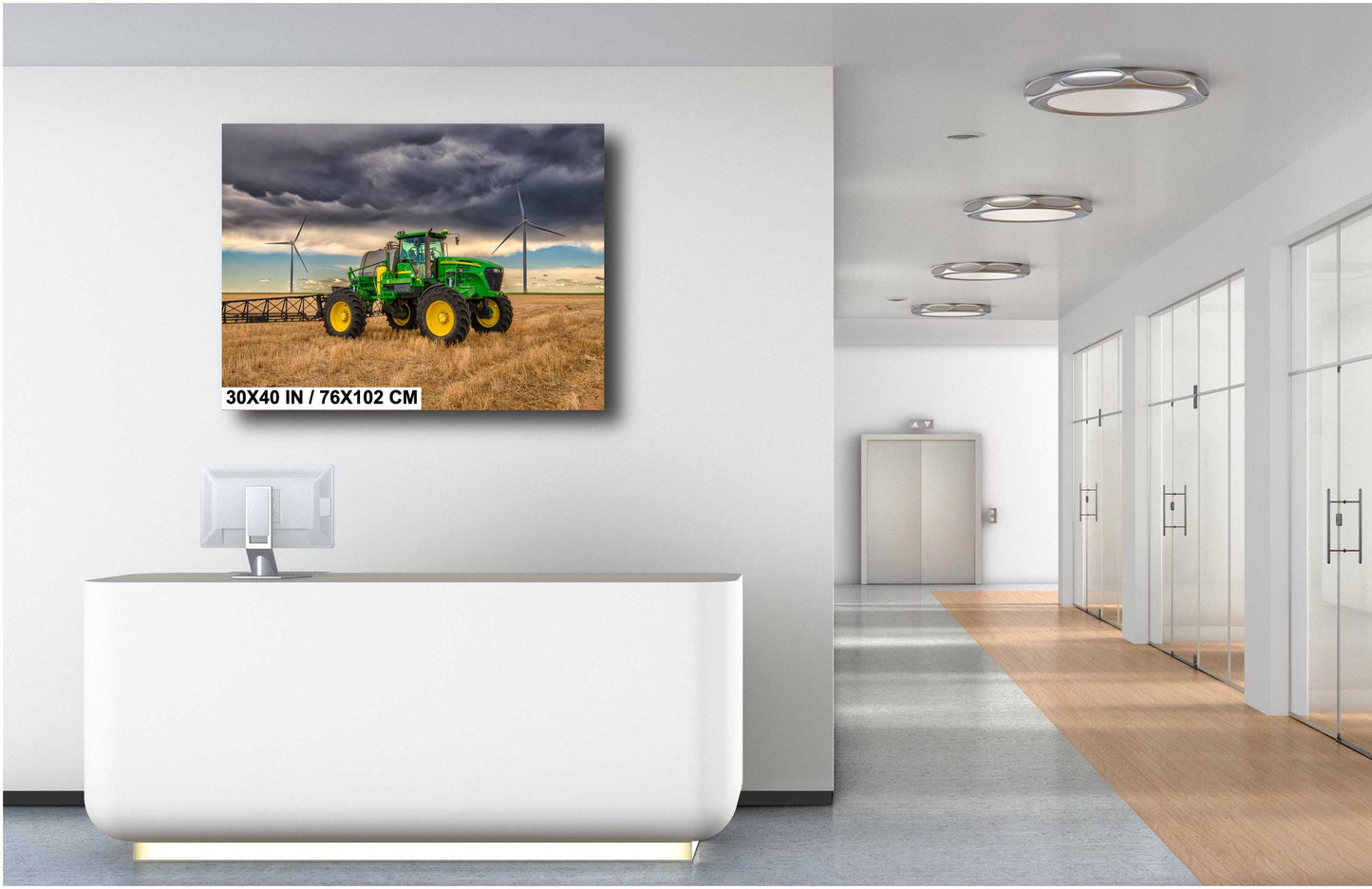 John Deere Tractor Wall Art - Dramatic Farm Landscape Print | Rustic Country Decor