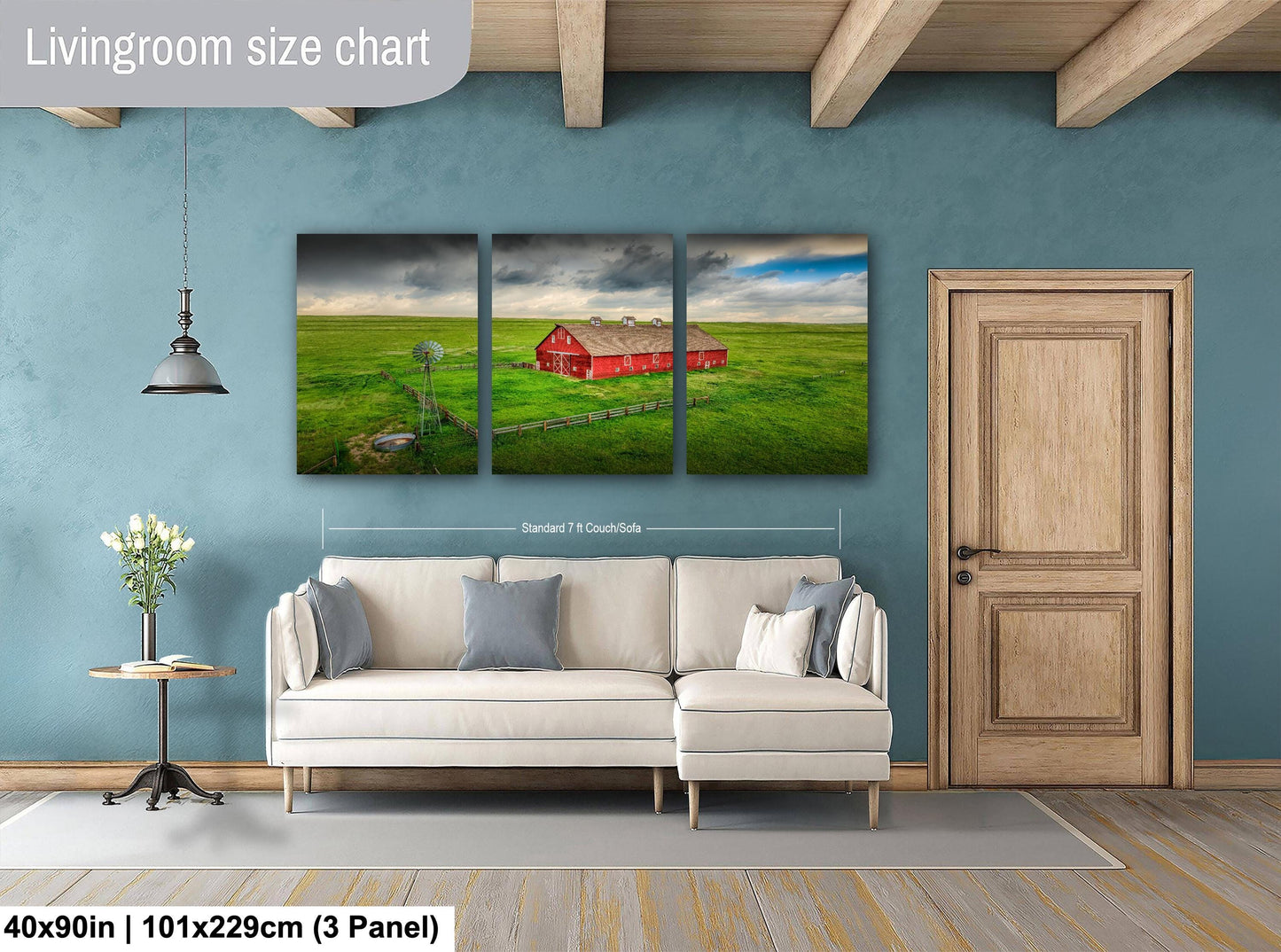 Farmhouse Wall Art – Weathered Barn Art With Stormy Sky Canvas | Rustic Wall Decor