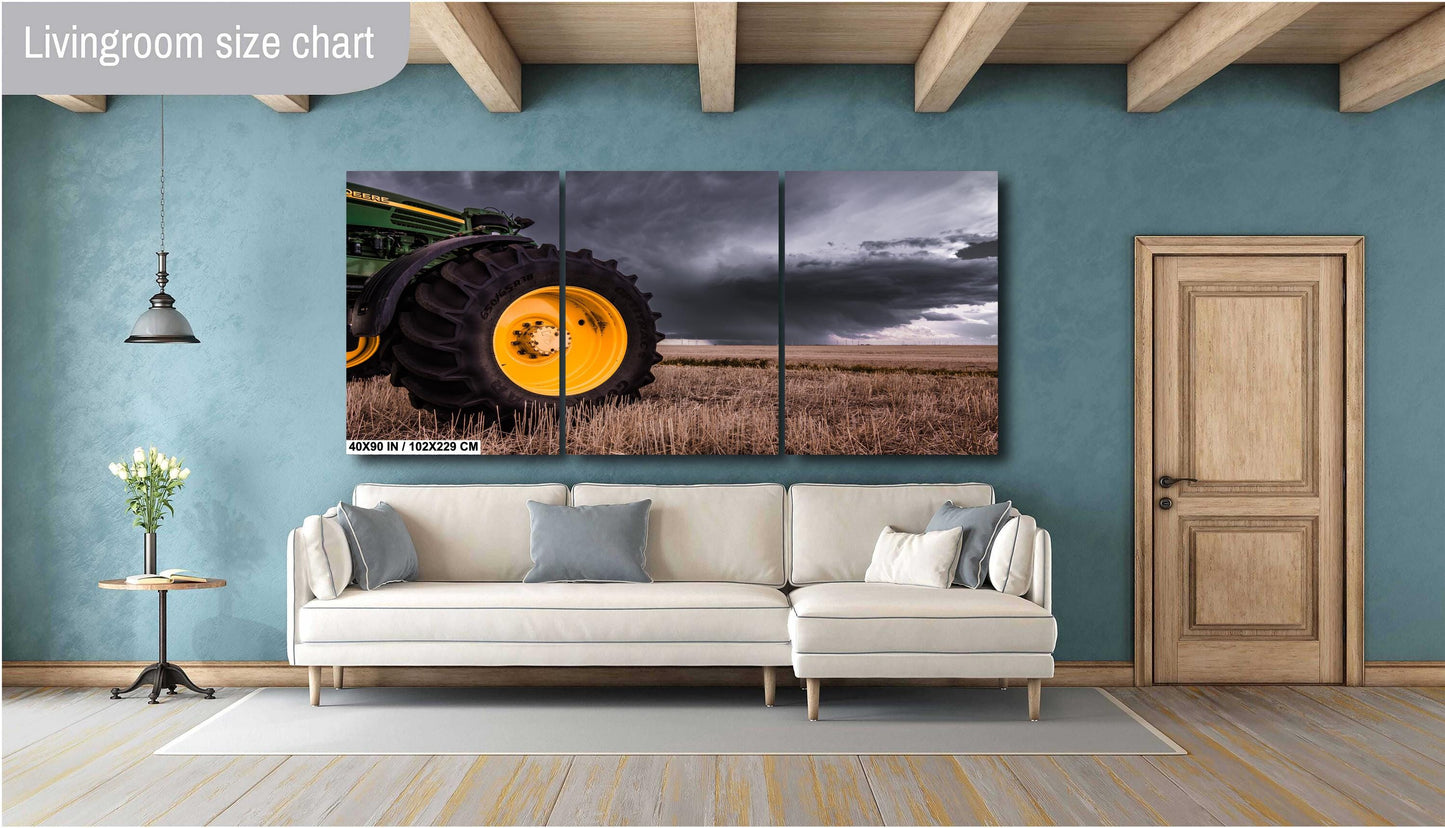 John Deere Tractor Wall Art – Rustic Farmhouse Canvas Print & Metal Decor Gift