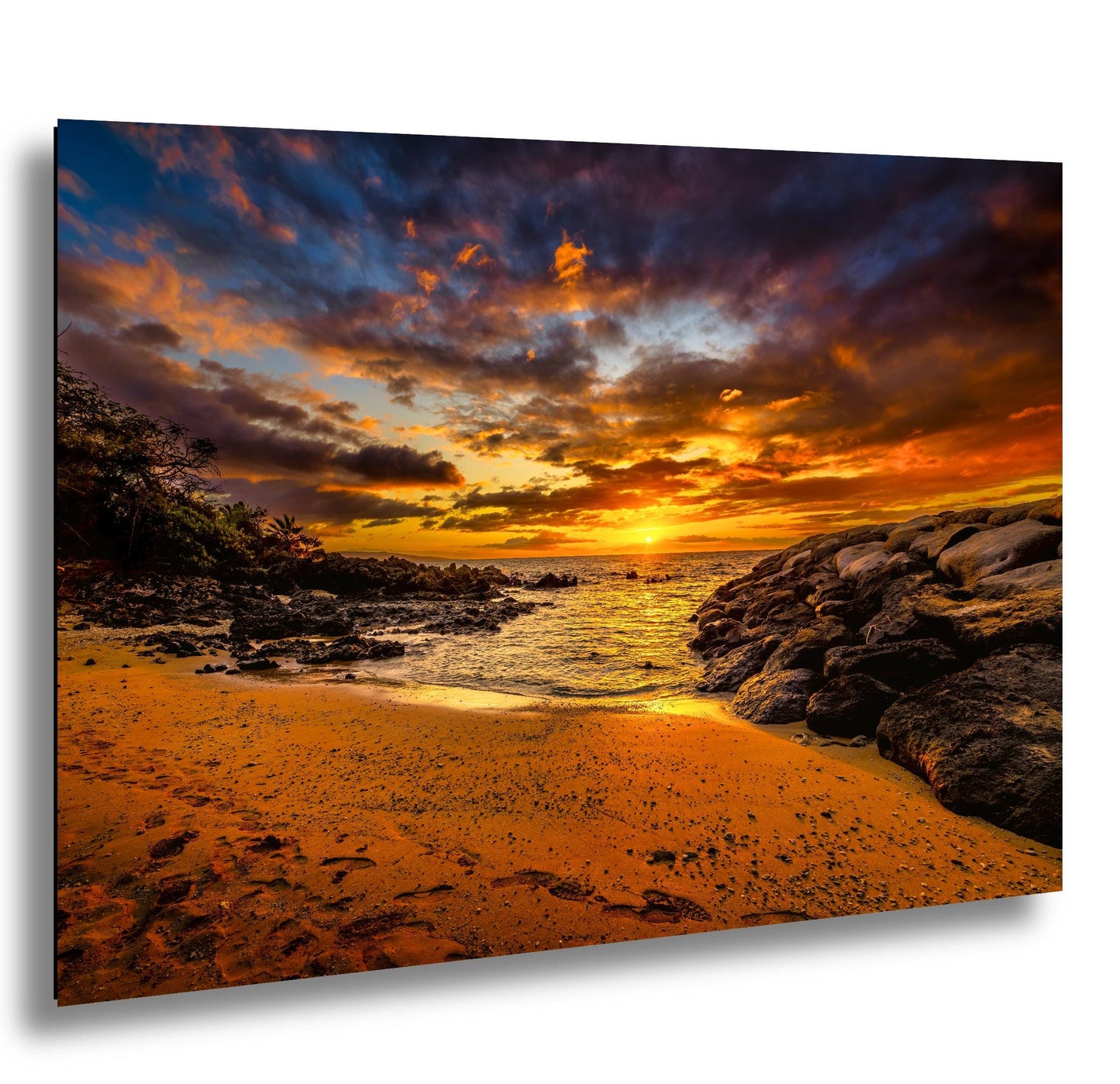Sunset Wall Art - Maui Beach Print | Tropical Palm Artwork on Ready to Hang Canvas