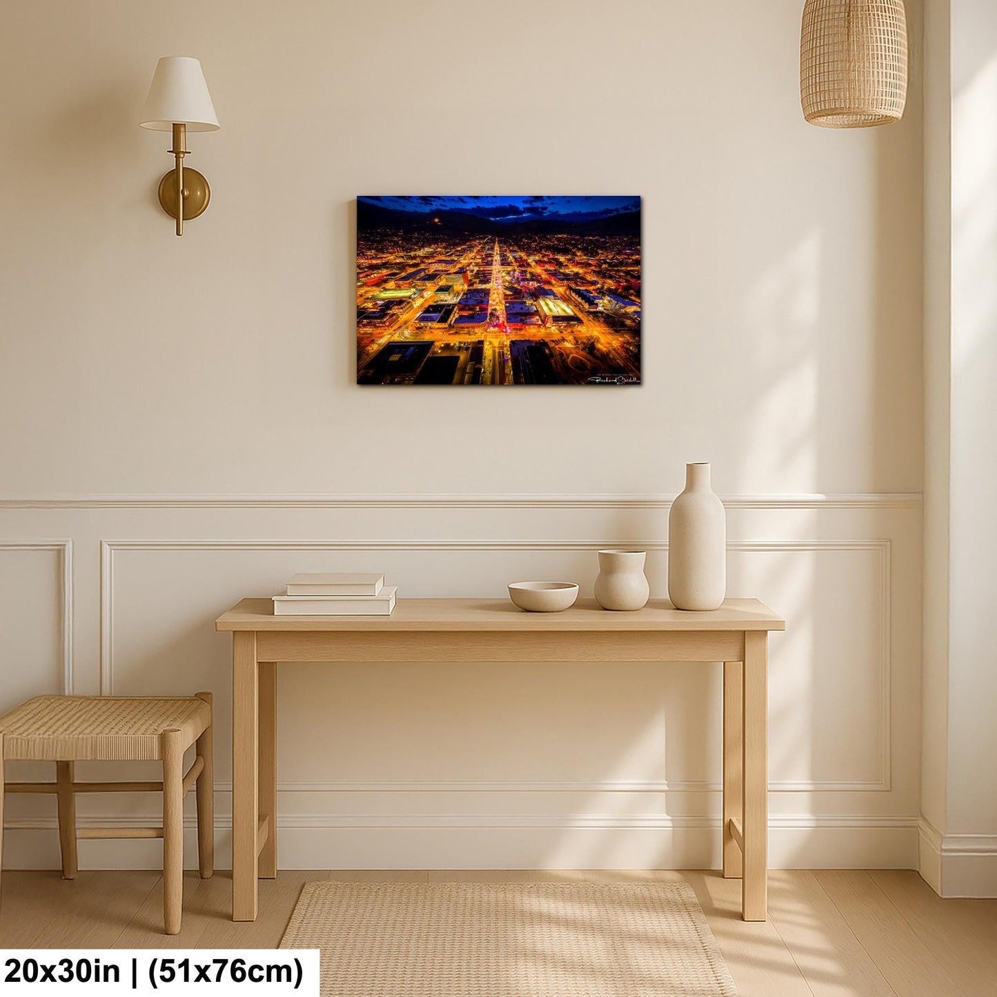 Boulder Night Aerial Photo, Downtown Pearl Street (Canvas or Metal)