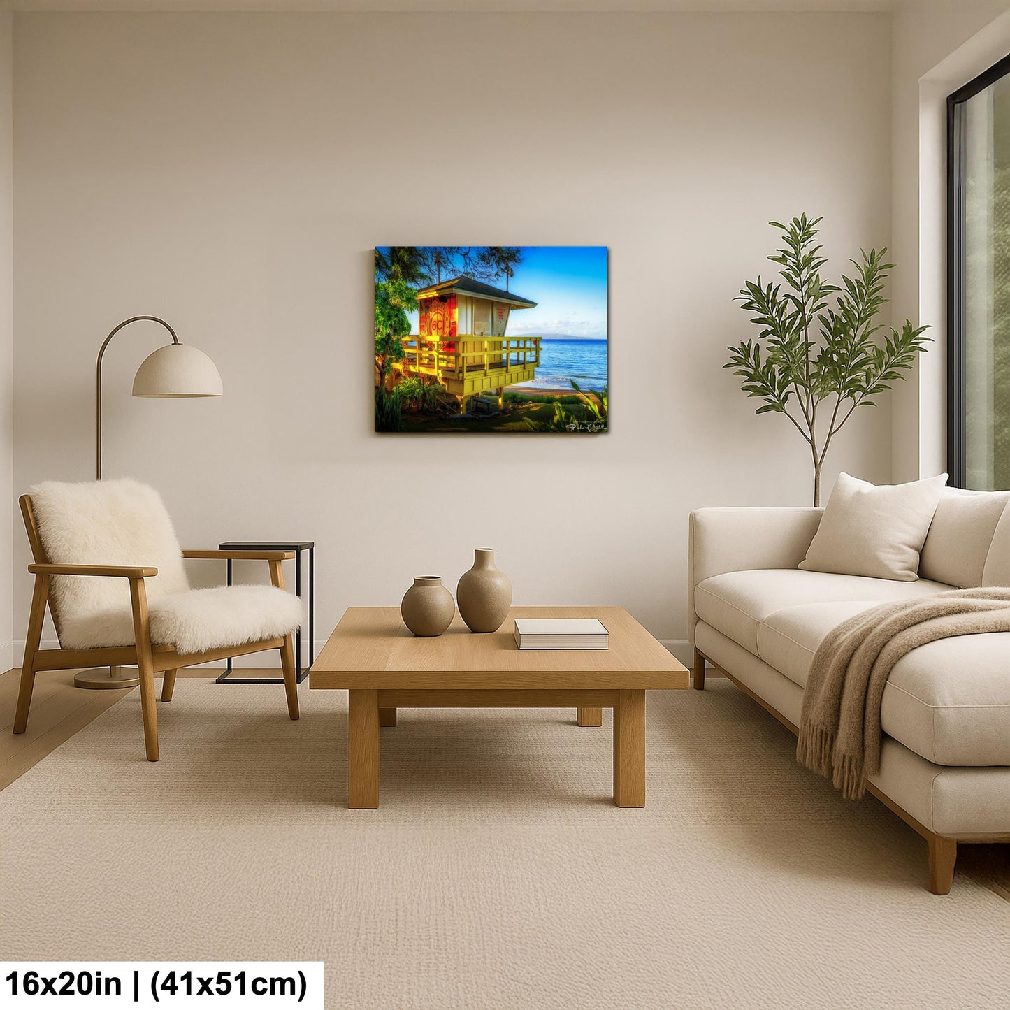 Maui Lifeguard Post Wall Art - Tropical Coastal Print | Ready to Hang Canvas