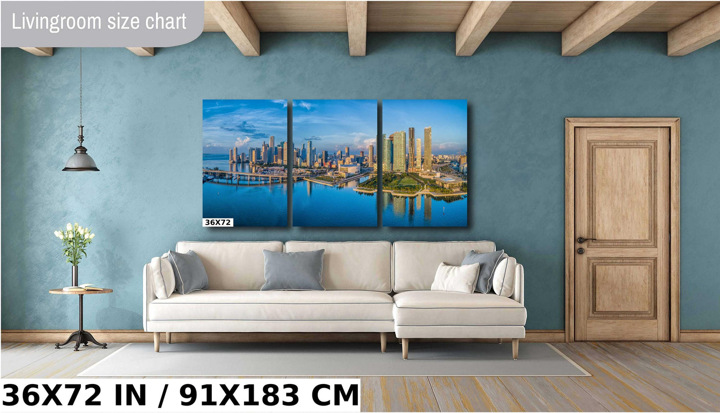 Miami Skyline Wall Art - Panoramic Cityscape On Premium Photo Paper Print