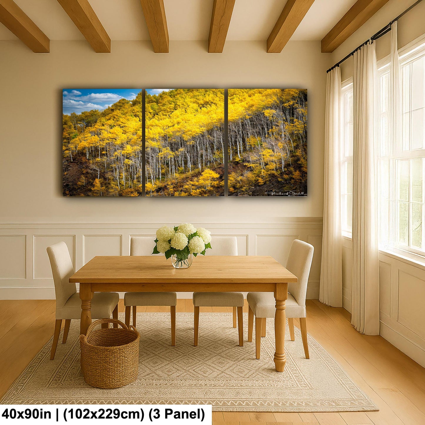 Colorado Aspen Tree Print - Rustic Autumn Mountain Wall Art With Golden Leaves