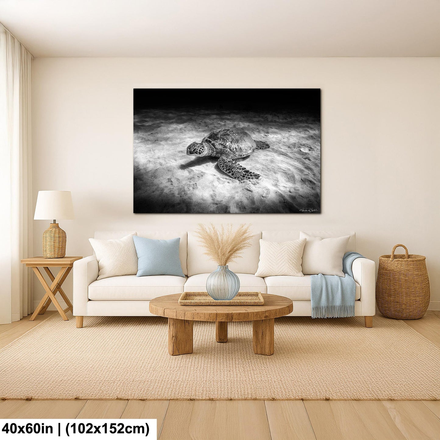 Sea Turtle Wall Art - Maui Ocean View | Tropical Coastal Decor Print