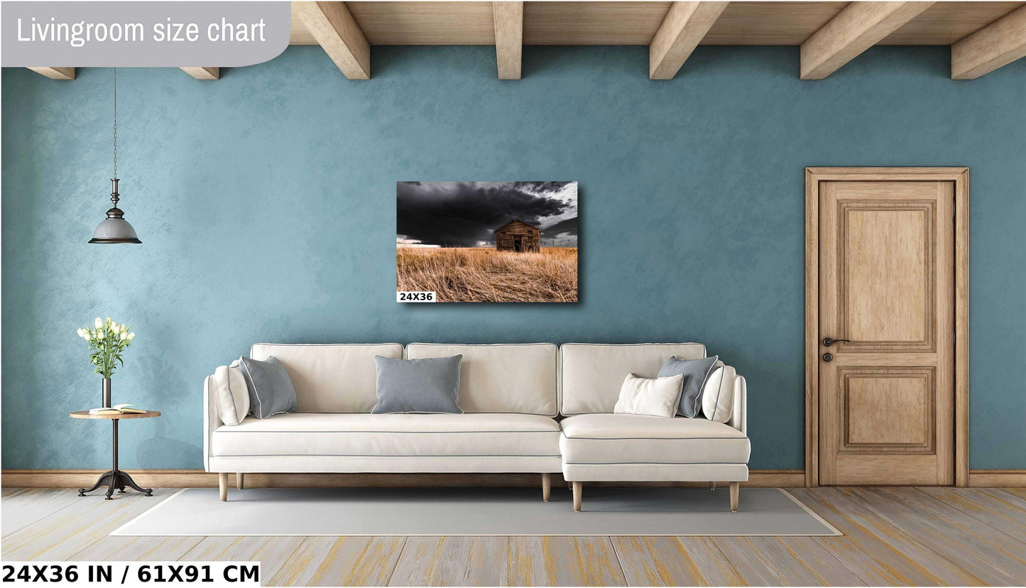 Rustic Farm Wall Art – Old Red Barn Print | Storm Photography Art Canvas