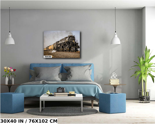Big Boy Locomotive Print - Vintage Train Art | Railroad Wall Decor Canvas