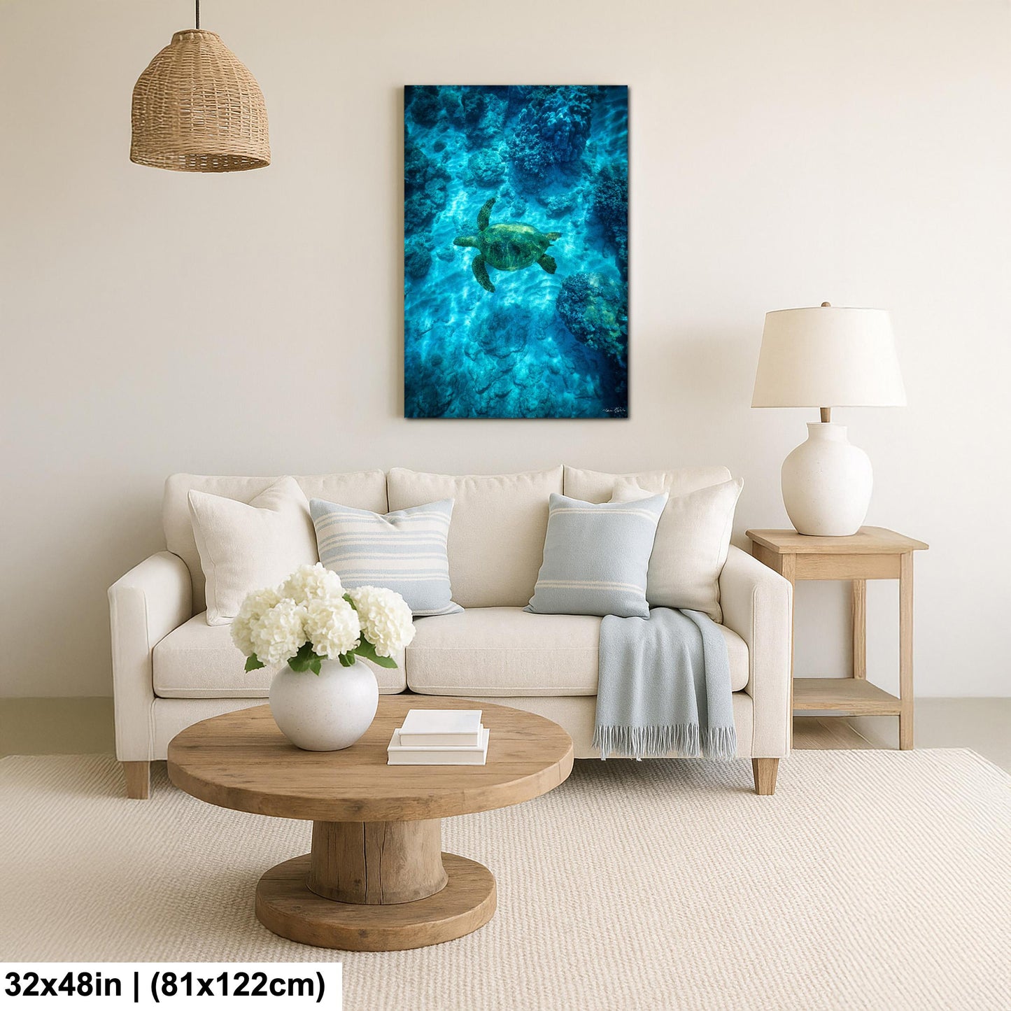 Sea Turtle Wall Art: Maui Ocean View - Tropical Coastal Decor