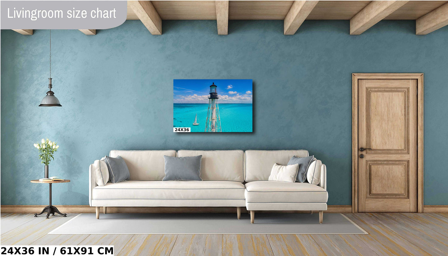 Alligator Reef Lighthouse Wall Art - Coastal Canvas Print | Nautical Home Decor