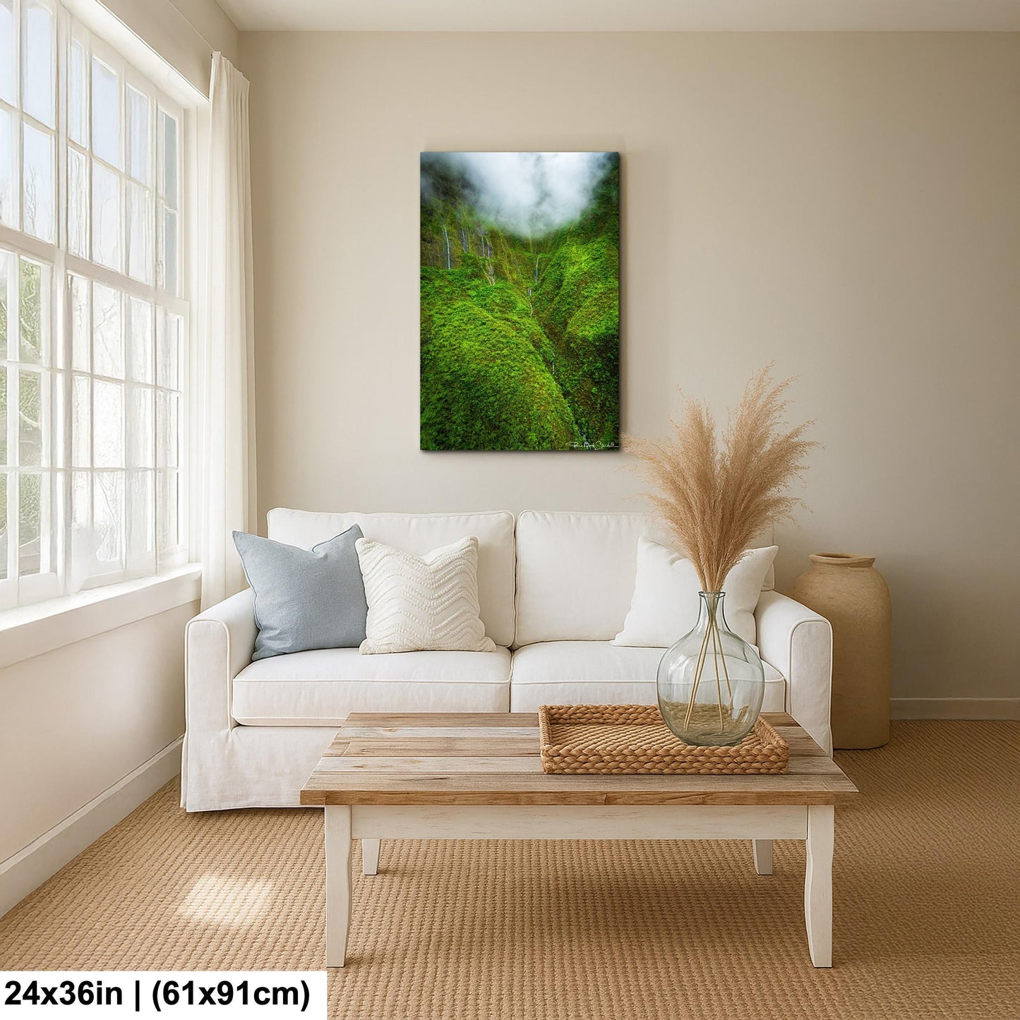 Hawaii Waterfall Wall Art: Tropical Hawaiian Jungle Landscape