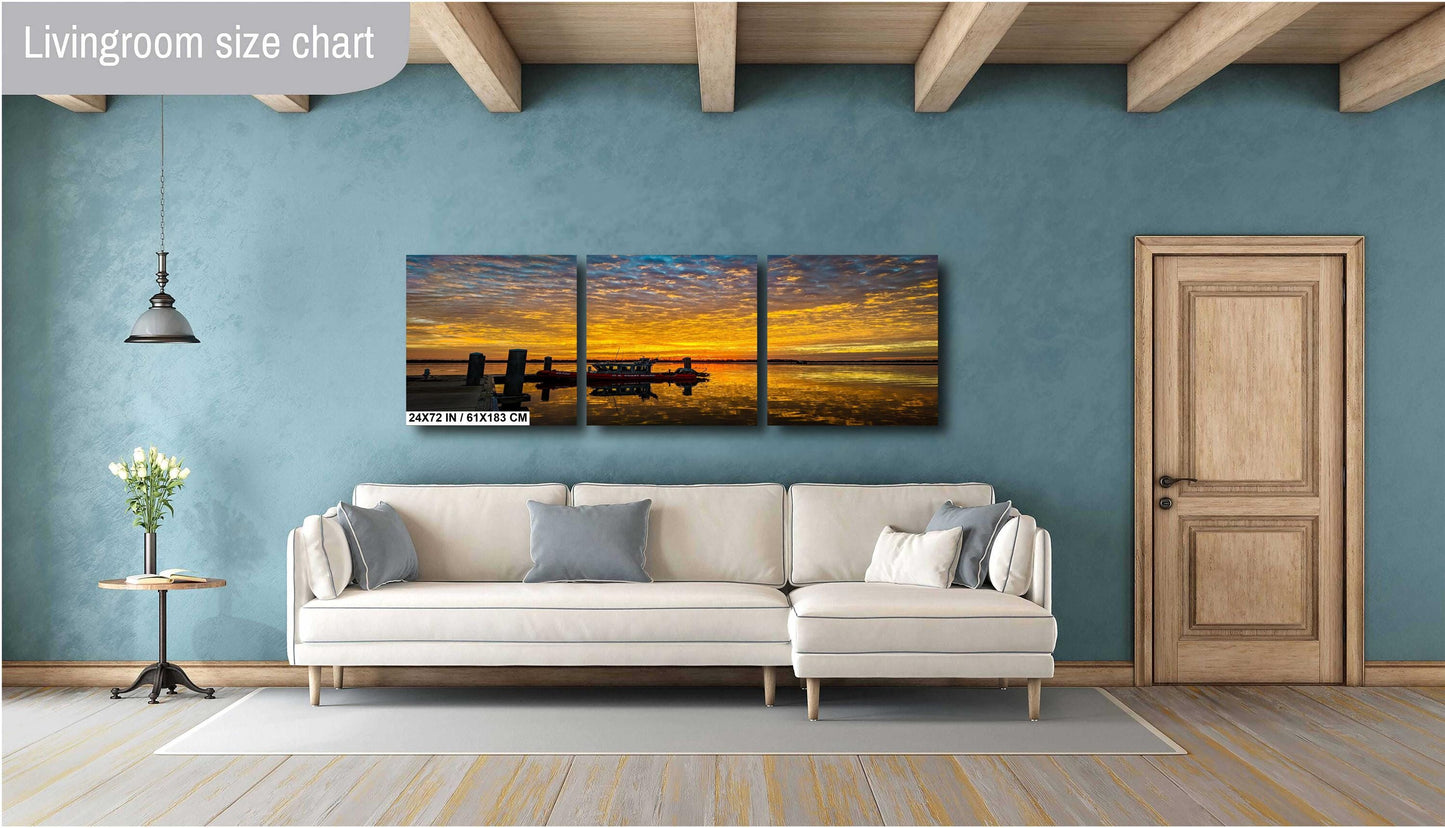 U.S. Coast Guard Wall Art – Nautical Photo Canvas | Vivid Sunrise Boat Print