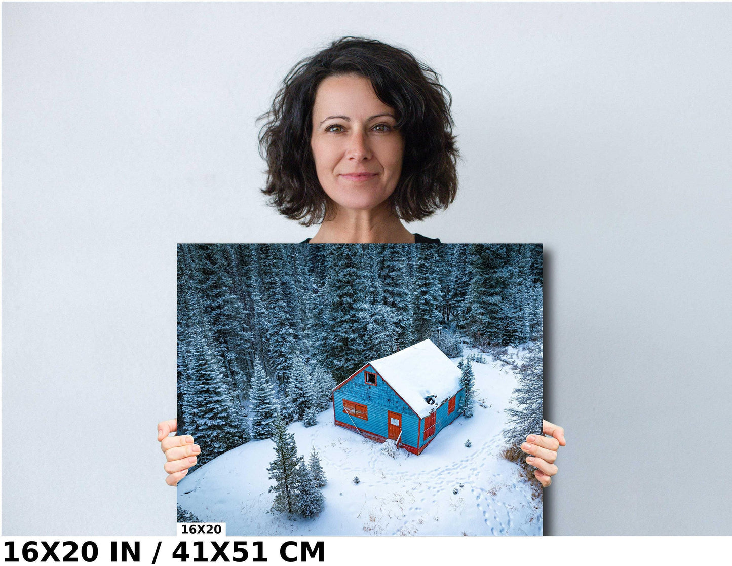 Winter Cabin Wall Art - Cozy Rustic Lodge Decor With Snowy Mountain Scene