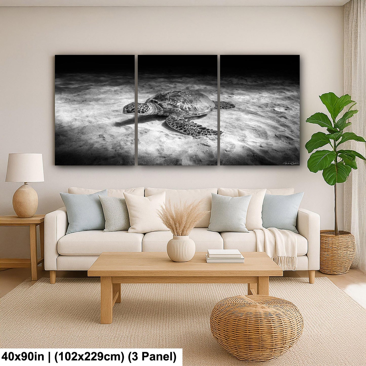 Sea Turtle Wall Art - Maui Ocean View | Tropical Coastal Decor Print