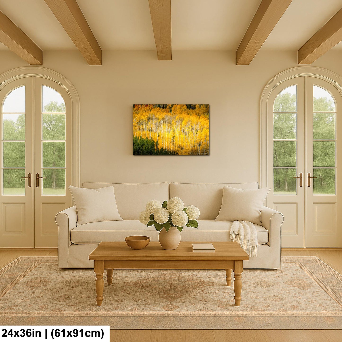 Colorado Aspen Tree Print - Rustic Autumn Mountain Wall Art with Yellow Aspen Leaves