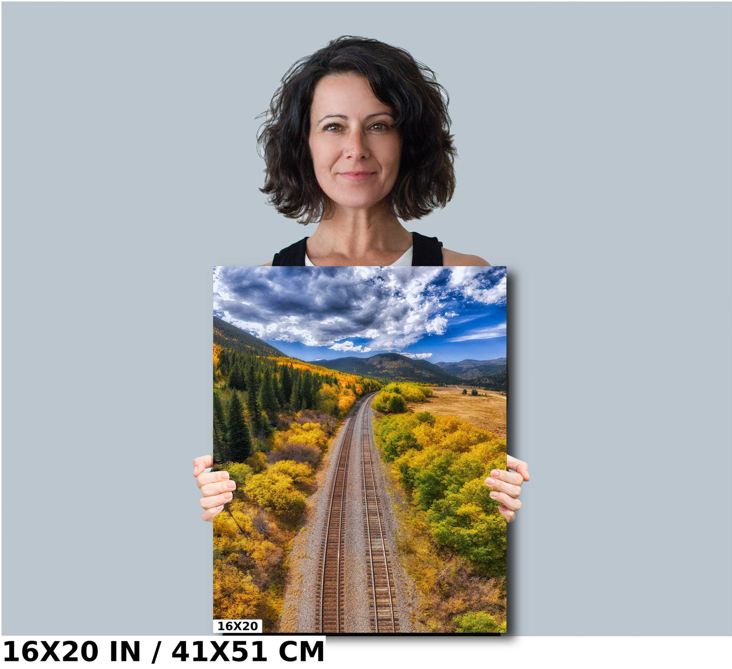 Railroad Wall Decor – Autumn Landscape Art | Rustic Train Canvas & Cozy Fall Vibes Gift