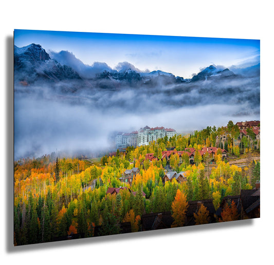 Telluride Colorado Wall Art - Autumn Mountain Decor | Drone Photo Canvas Print