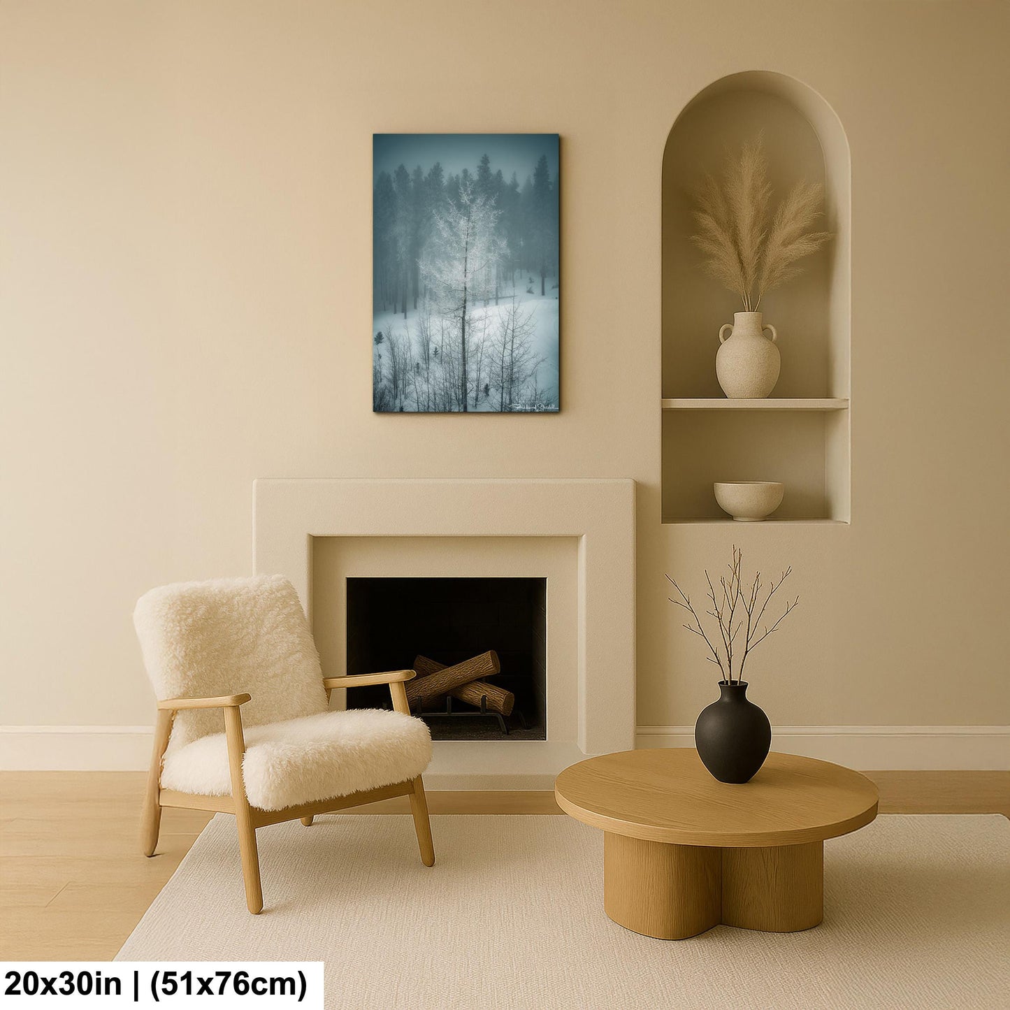 Winter Landscape Wall Art - Snowy Aspen Trees, Cozy Feel