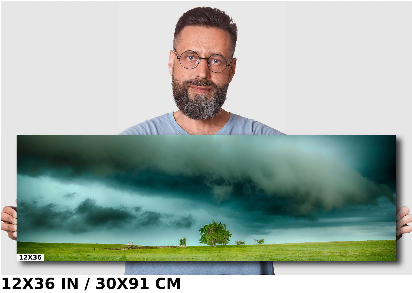 Stormy Sky Wall Art – Moody Landscape Print With Lone Tree Photograph