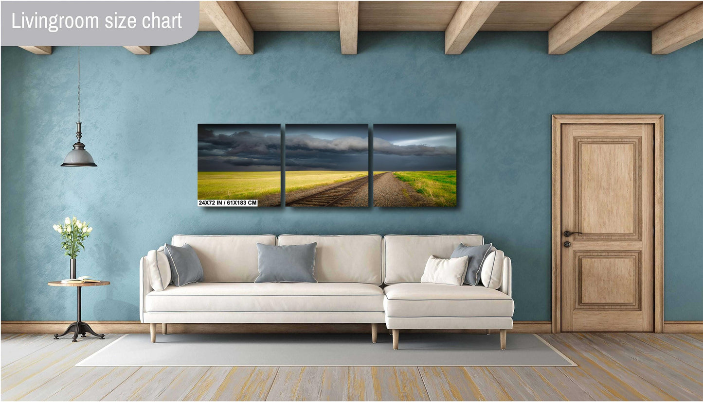 Railroad Storm Wall Art - Scenic Landscape Print | Ready to Hang Canvas