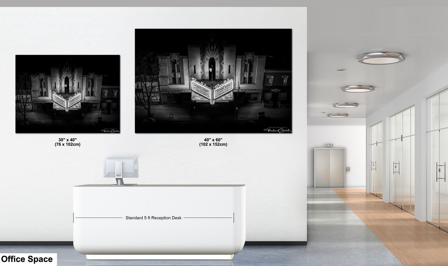 Boulder Theater Wall Art Canvas Acrylic (Ready to Hang, Black and White)