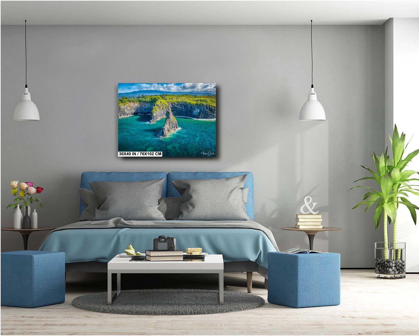 Maui Wall Art - Hawaiian Coastal Decor | Tropical Beach Print on Ready to Hang Canvas