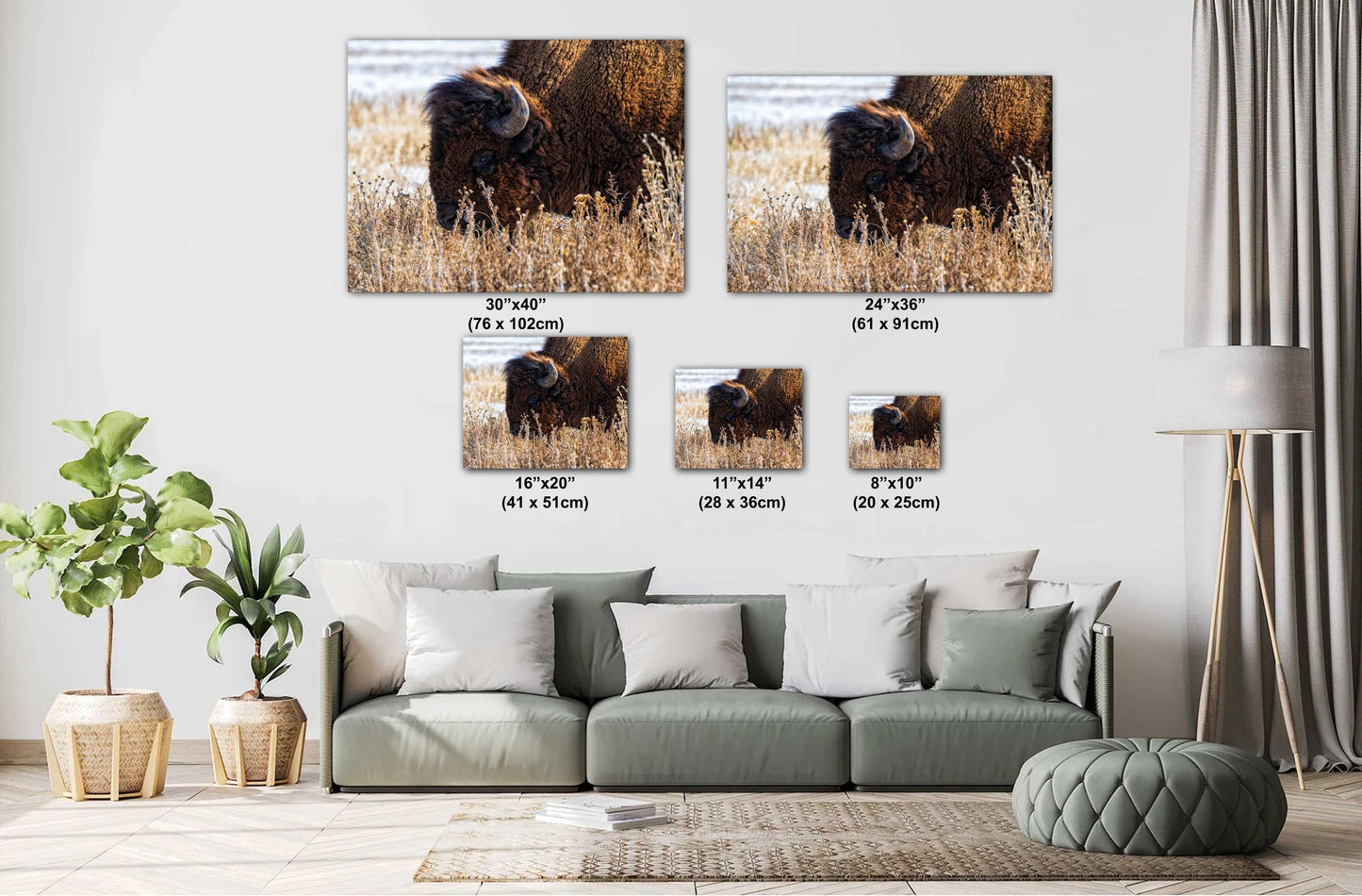 Bison Wall Art Print – Rustic Wildlife Canvas | Snowy Landscape Acrylic Decor