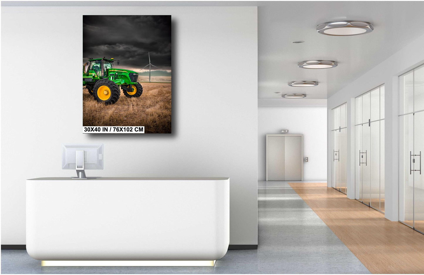 John Deere Tractor Wall Art – Dramatic Farm Landscape Photography Print | Rustic Country Decor