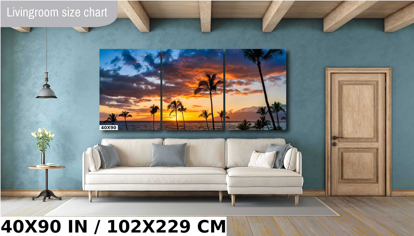 Maui Sunset Wall Art – Vibrant Tropical Sunset Print | Ready to Hang Canvas