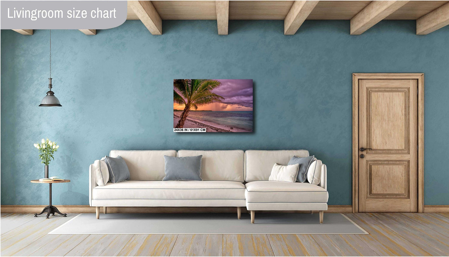 Tulum Tropical Wall Art – Vibrant Beach Scene Canvas & Aluminum Metal Print