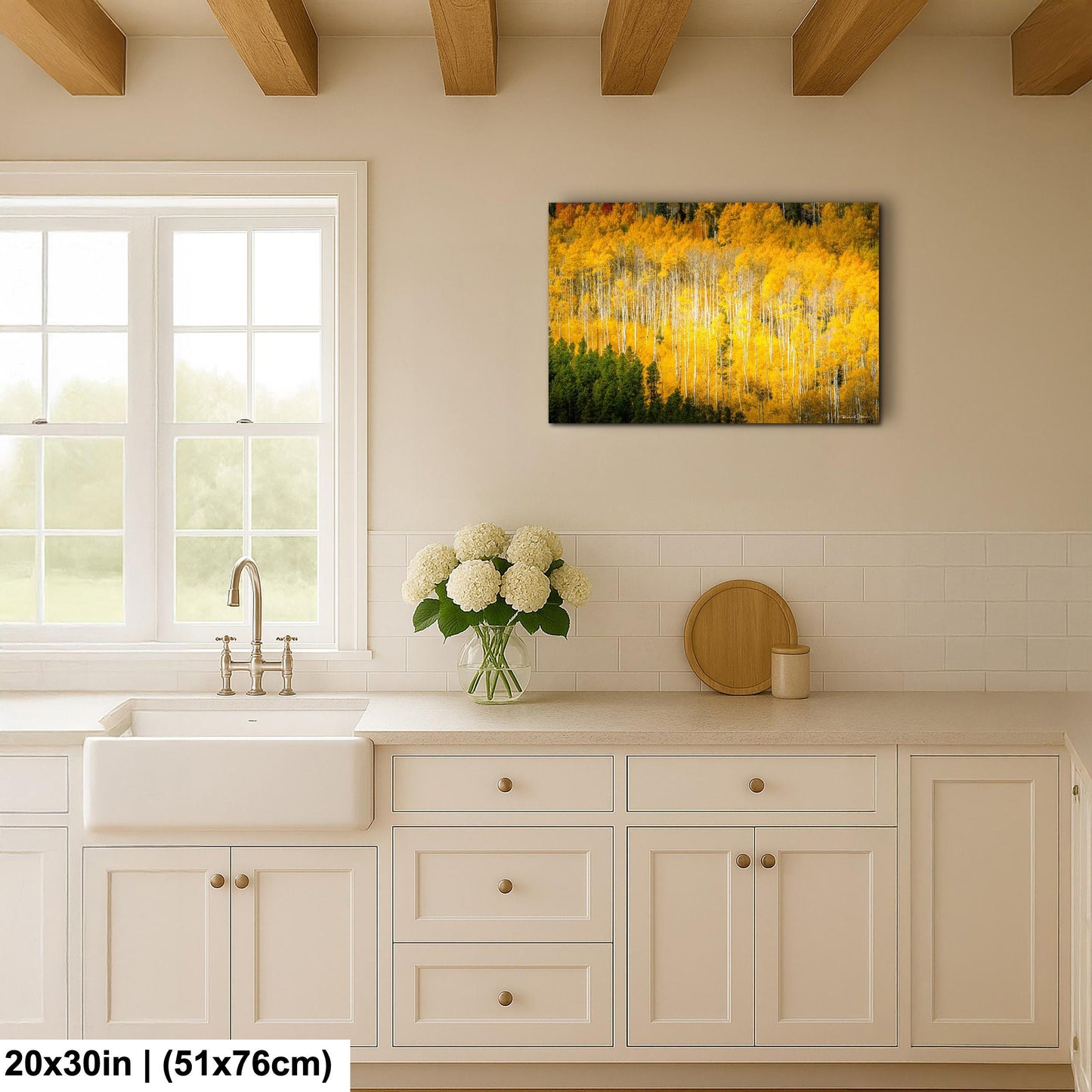 Colorado Aspen Tree Print - Rustic Autumn Mountain Wall Art with Yellow Aspen Leaves