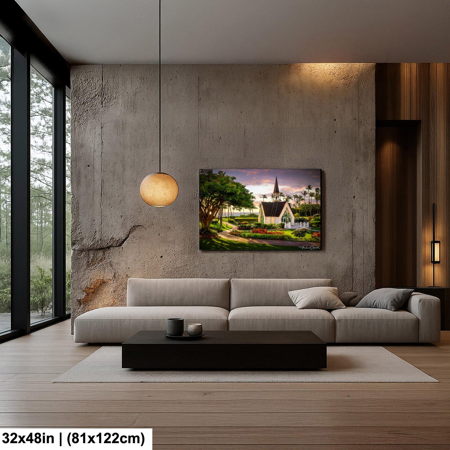 Wailea Chapel Maui Print, Tropical Sunset (Ready to Hang or Paper)
