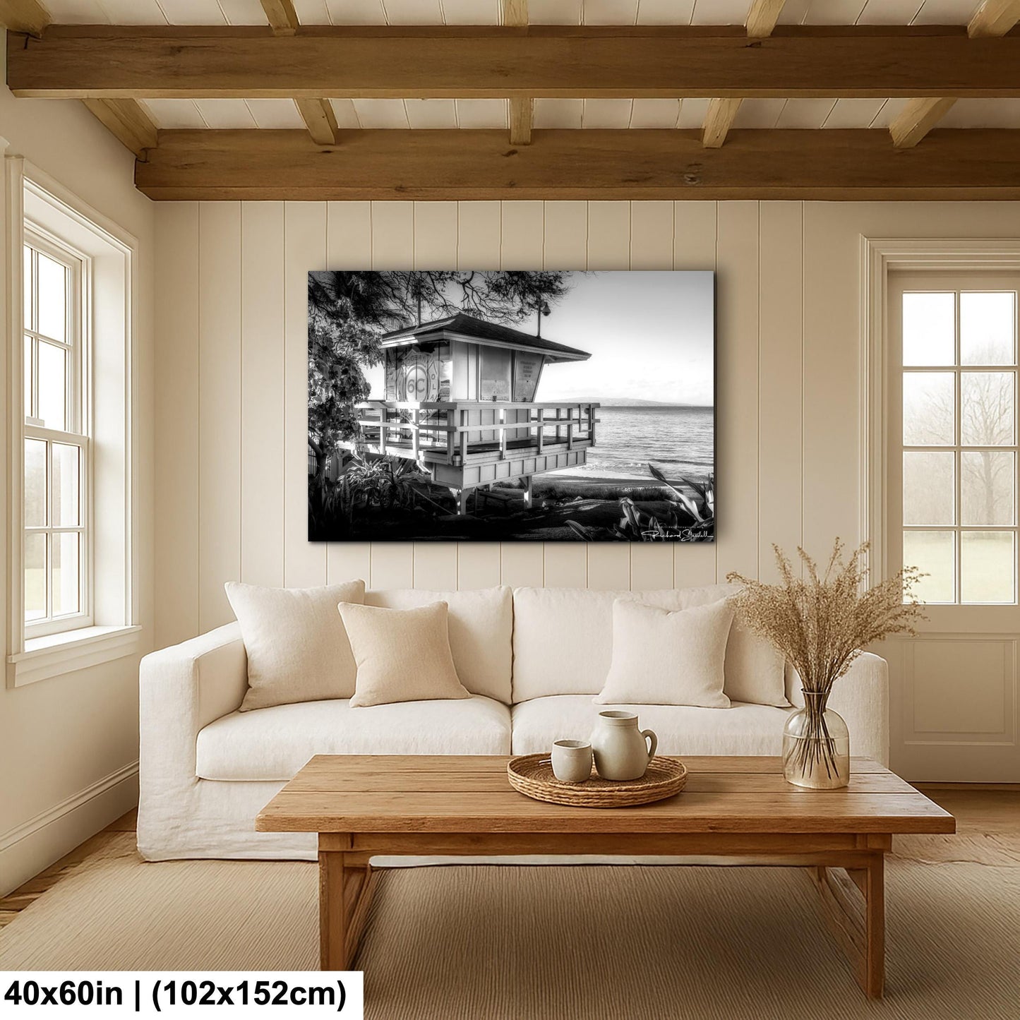 Maui Lifeguard Photo Print, Coastal Wall Art (Black & White)