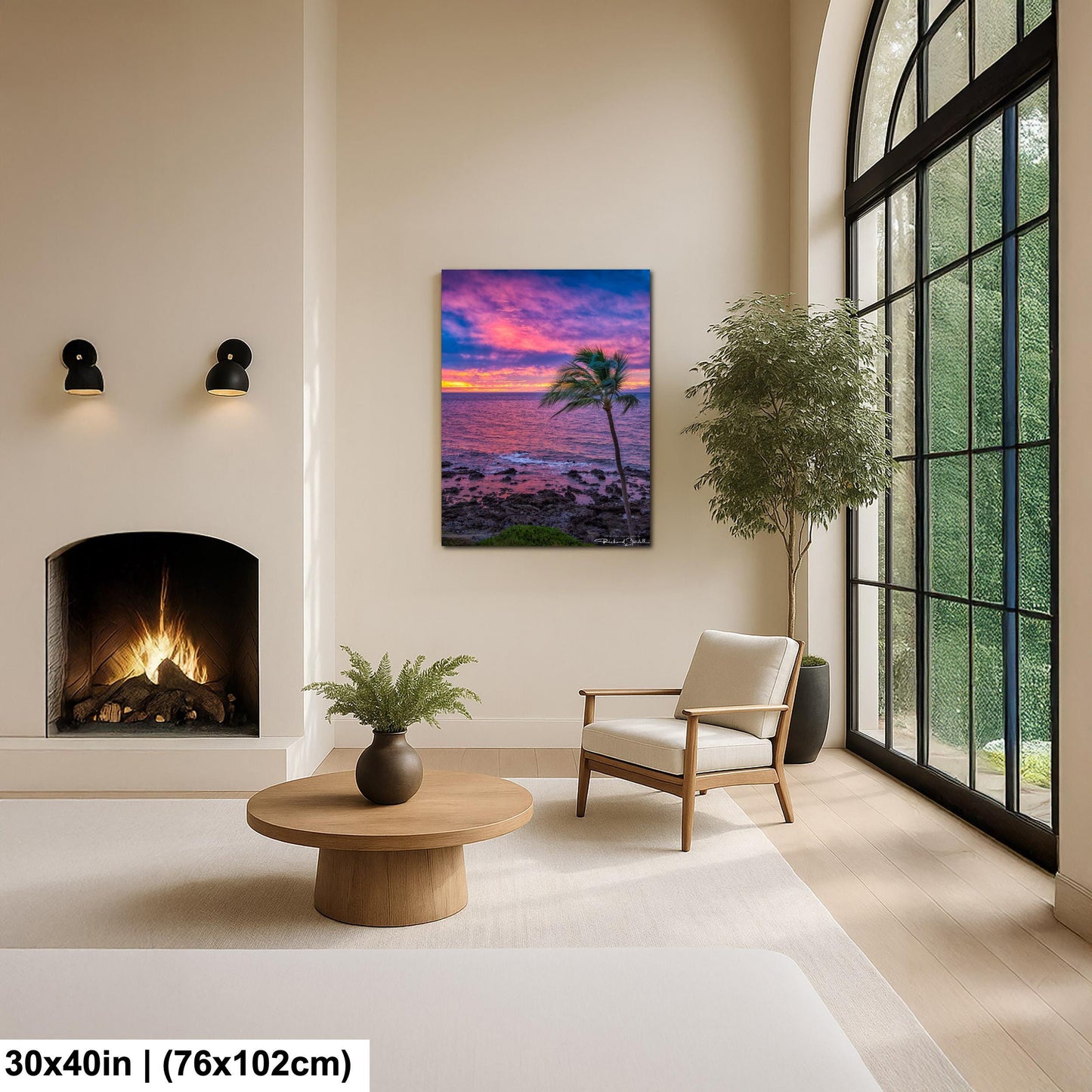 Maui Sunset Wall Art - Tropical Palm Tree Landscape