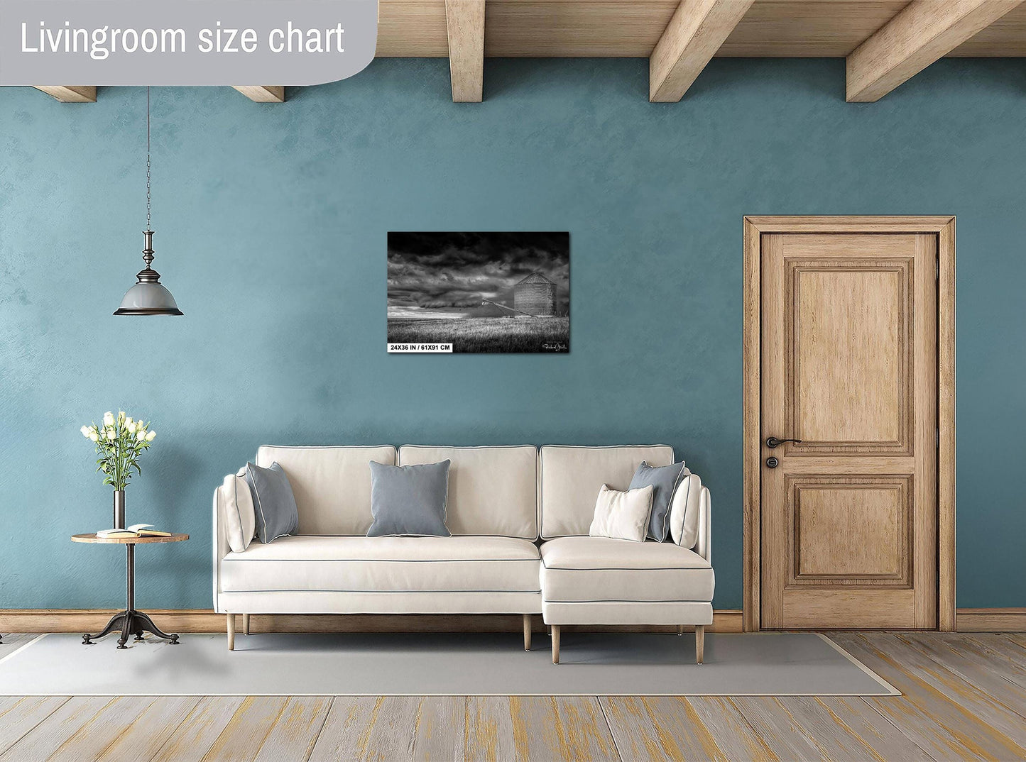 Farm Silo Wall Art – Rustic Country Decor with Dramatic Sky Artwork Print