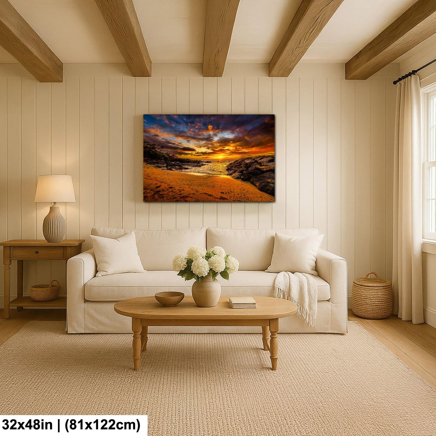 Sunset Wall Art - Maui Beach Print | Tropical Palm Artwork on Ready to Hang Canvas