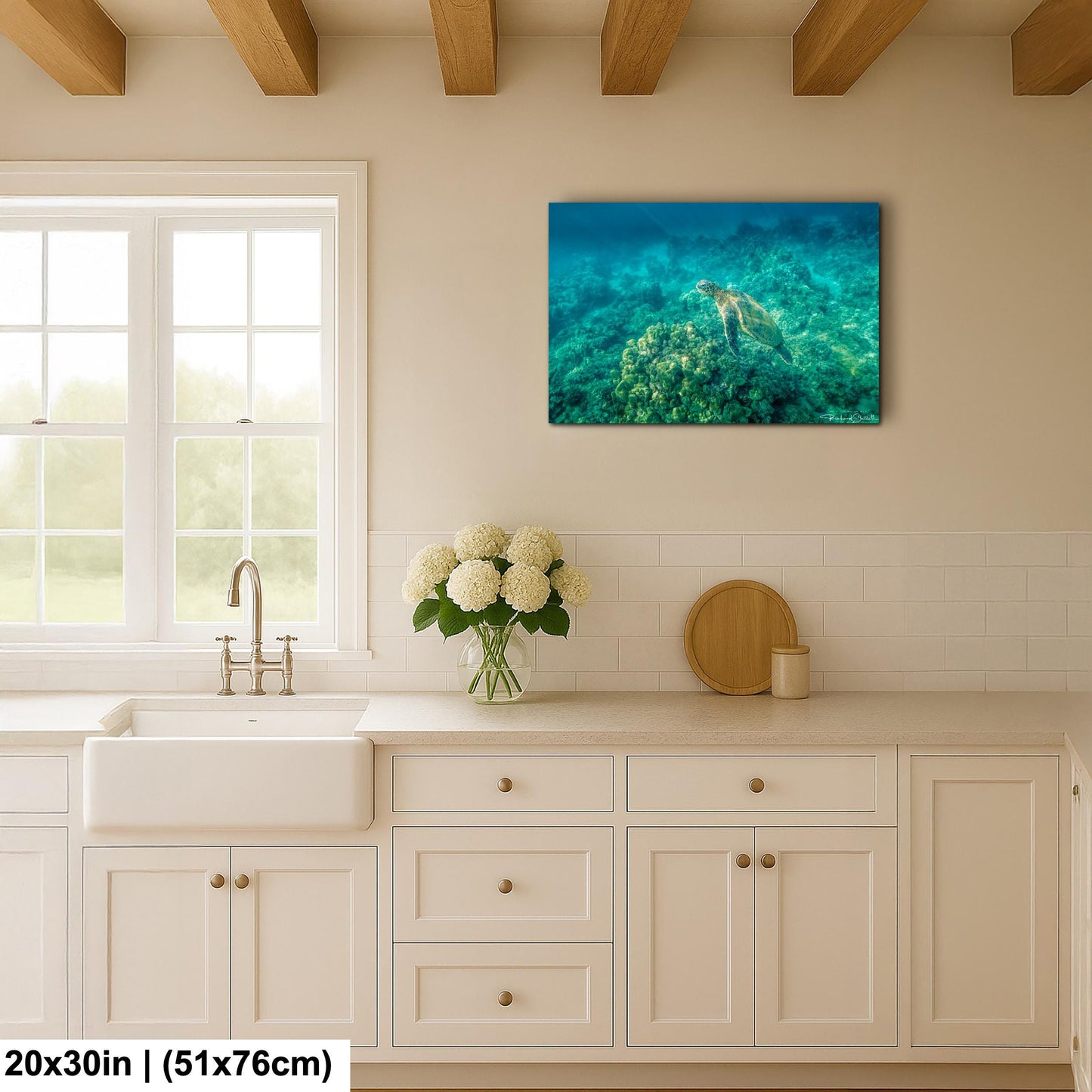Sea Turtle Wall Art: Maui Ocean View - Tropical Coastal Decor