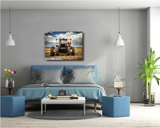 Rustic Tractor Wall Art - Farm Equipment Print | Country Landscape Decor Canvas