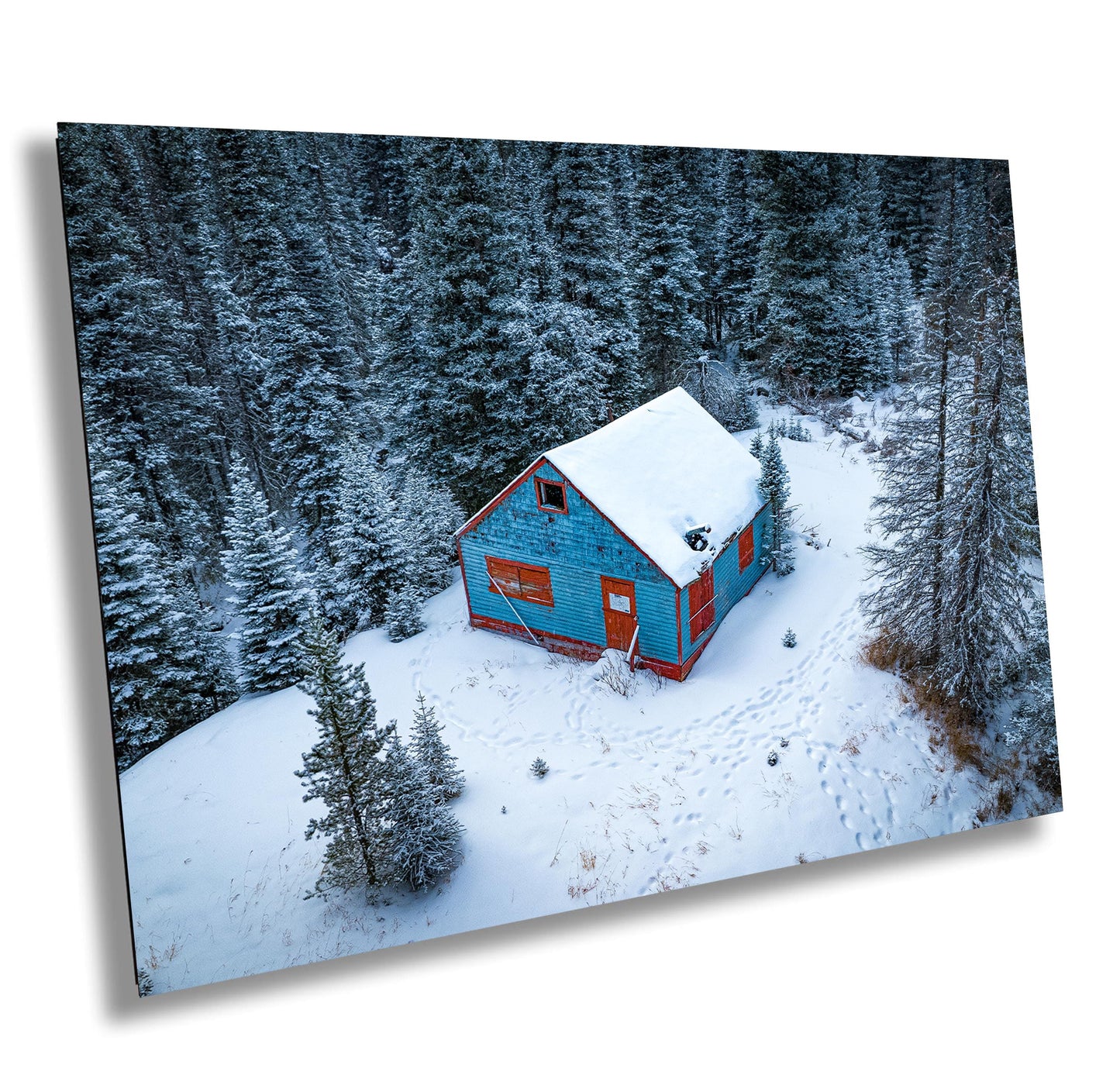 Winter Cabin Wall Art - Cozy Rustic Lodge Decor With Snowy Mountain Scene