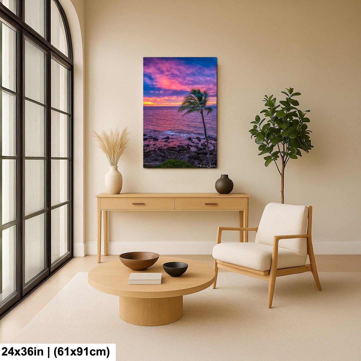 Maui Sunset Wall Art - Tropical Palm Tree Landscape