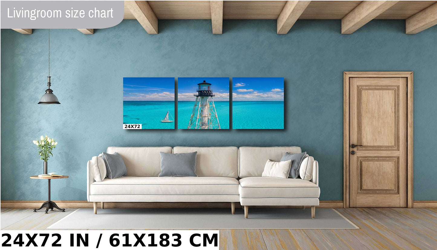 Alligator Reef Lighthouse Wall Art - Coastal Canvas Print | Nautical Home Decor