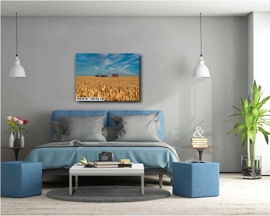 Combine Tractor Wall Art - Colorado Farm Print | Ready To Hang Canvas Decor