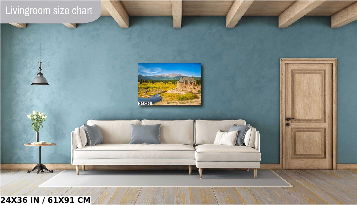 Chapel on the Rock Print - Rocky Mountain Wall Art | Colorado Nature Decor Canvas