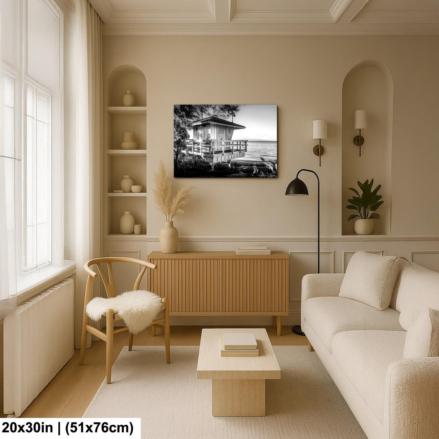 Maui Lifeguard Photo Print, Coastal Wall Art (Black & White)