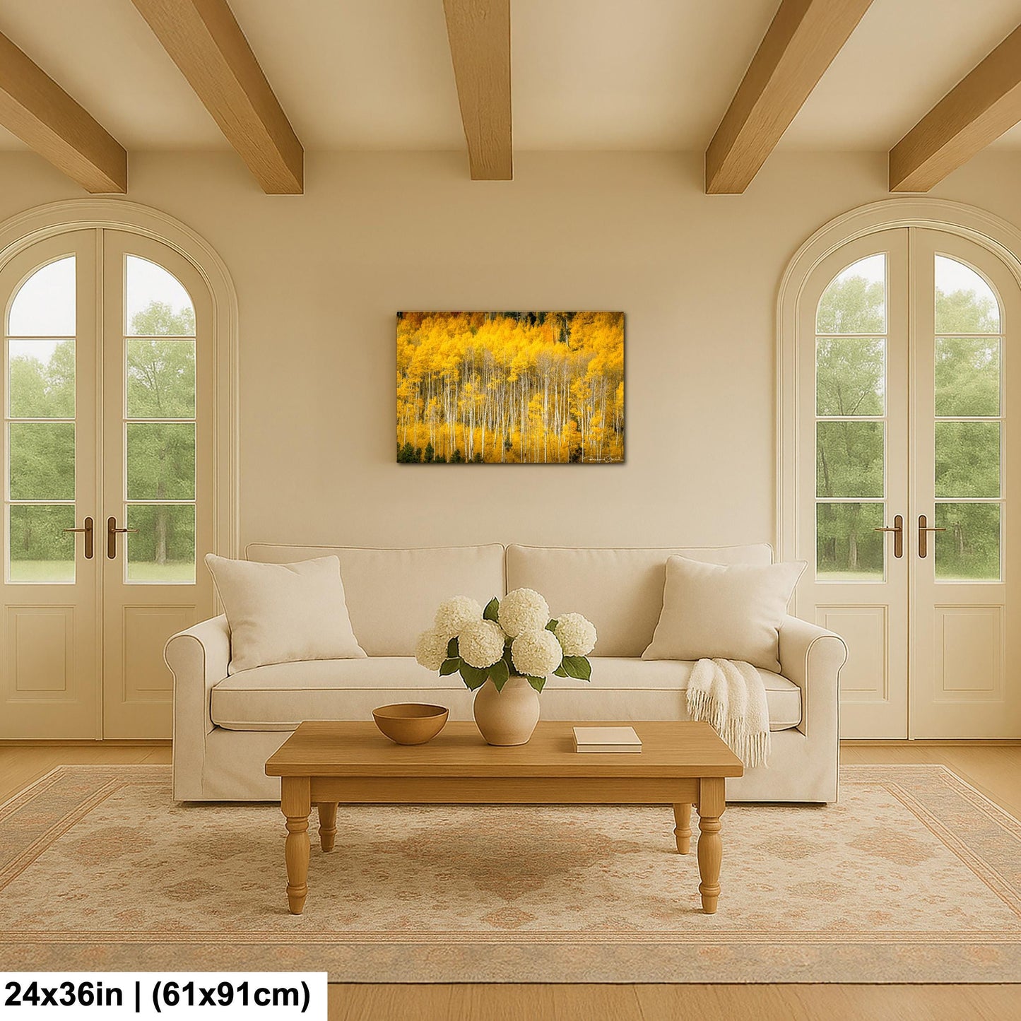 Colorado Aspen Tree Print - Rustic Autumn Mountain Wall Art With Golden Leaves