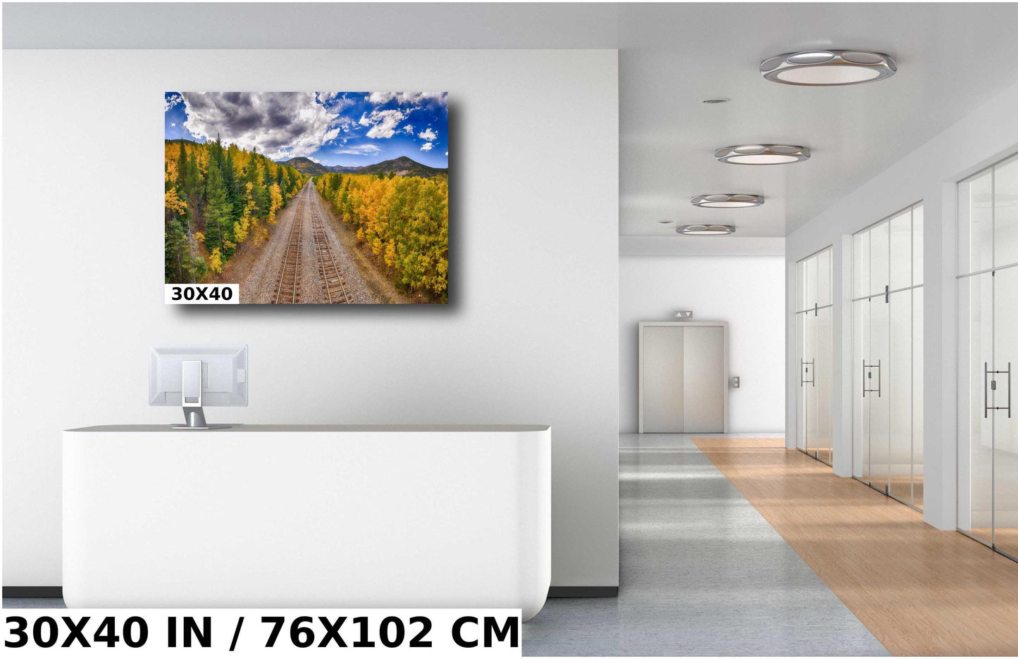 Autumn Railroad Wall Art - Fall Foliage Decor | Mountain Landscape Print Canvas