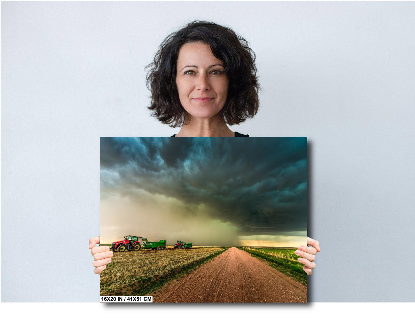 Tractor Wall Art - Dramatic Farm Landscape Print | Rustic Country Decor