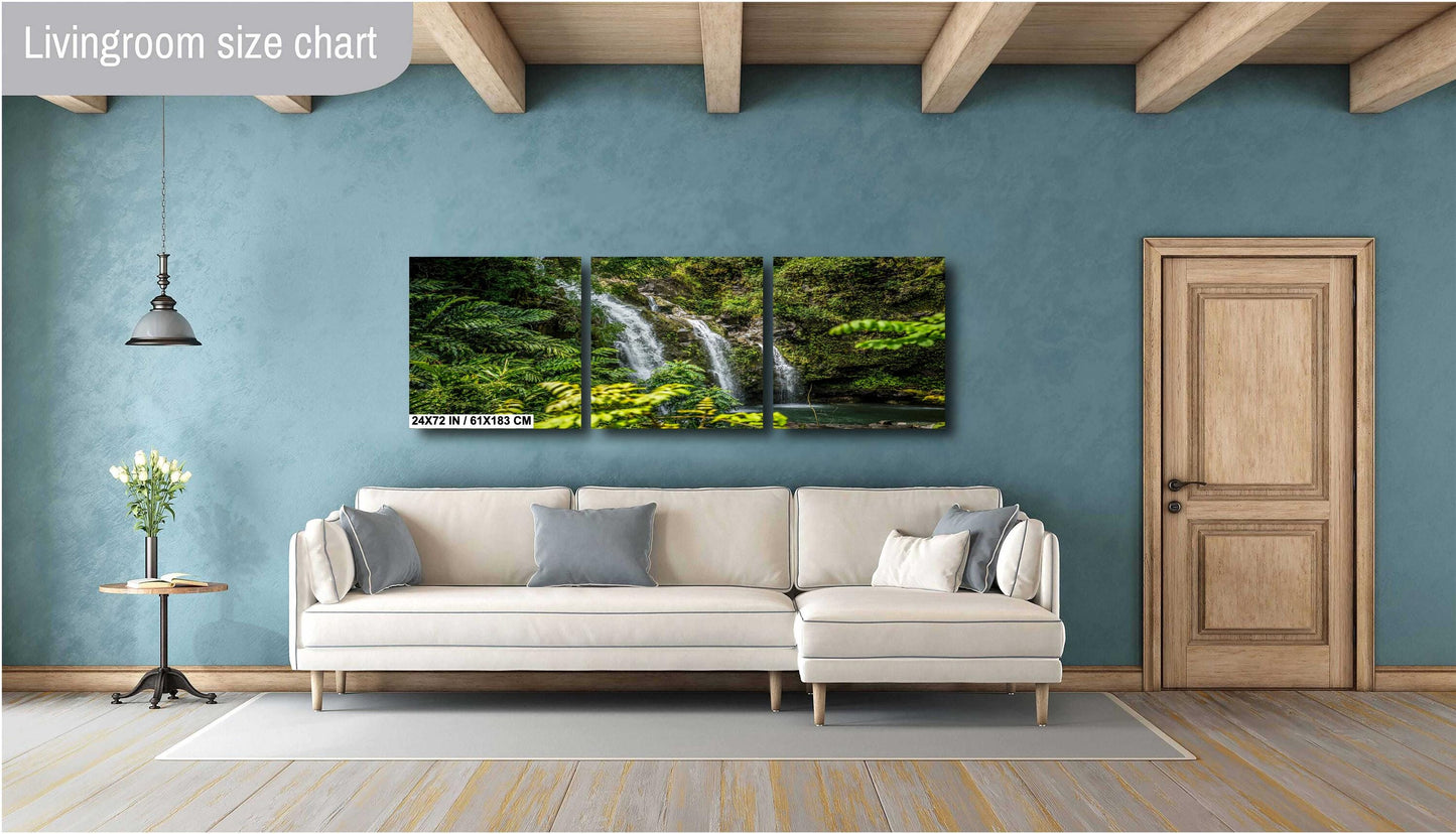 Maui Waterfall Wall Art – Hawaiian Tropical Print | Ready To Hang Canvas, Acrylic