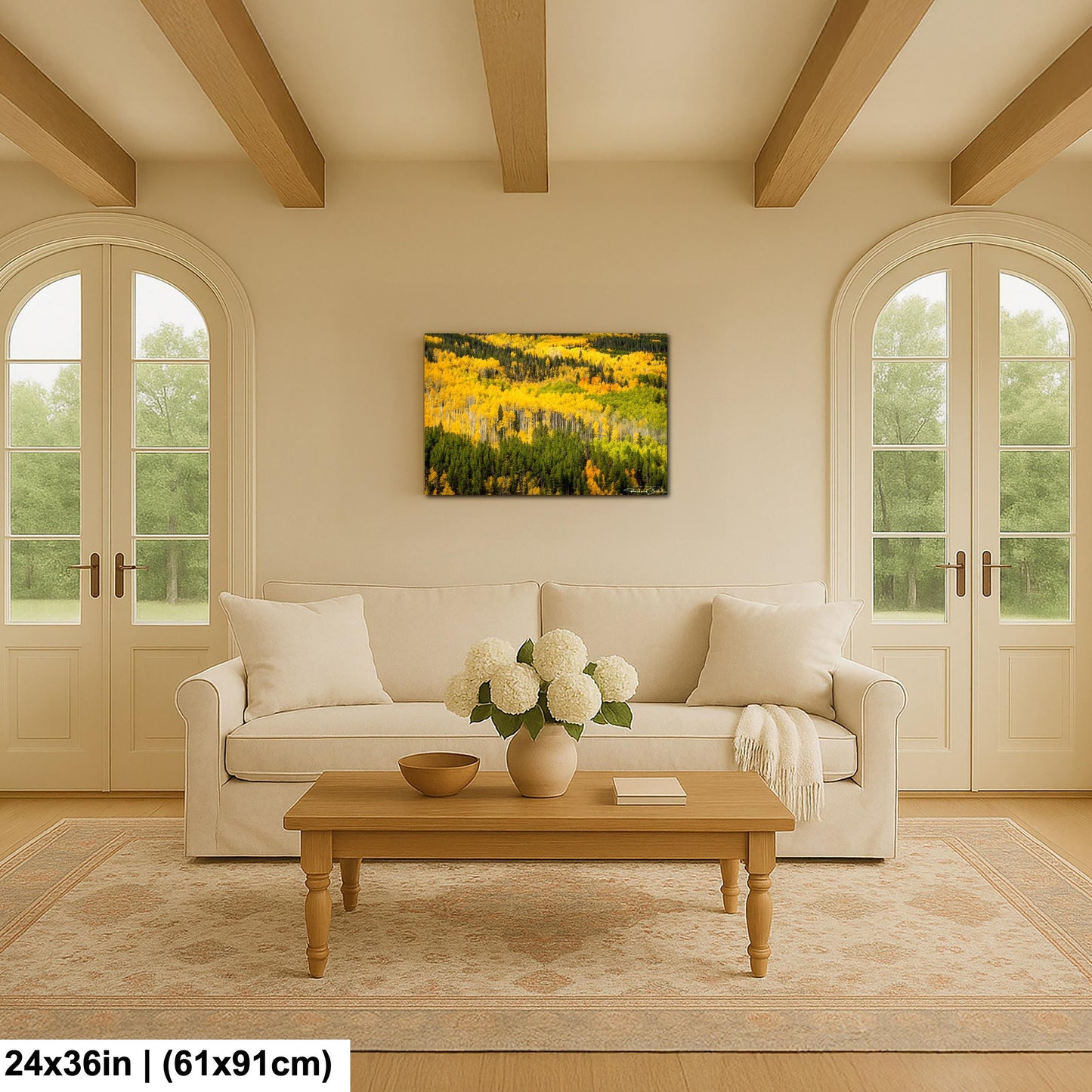 Colorado Aspen Tree Print - Rustic Autumn Mountain Wall Art With Golden Leaves